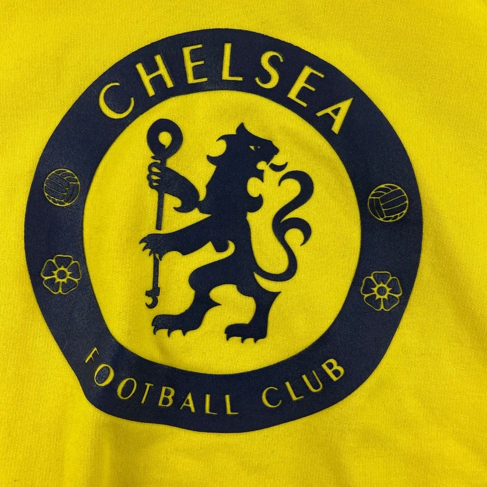 Chelsea Football Club Men XL Yellow Hoodie Trefoil Logo Soccer Sweatshirt